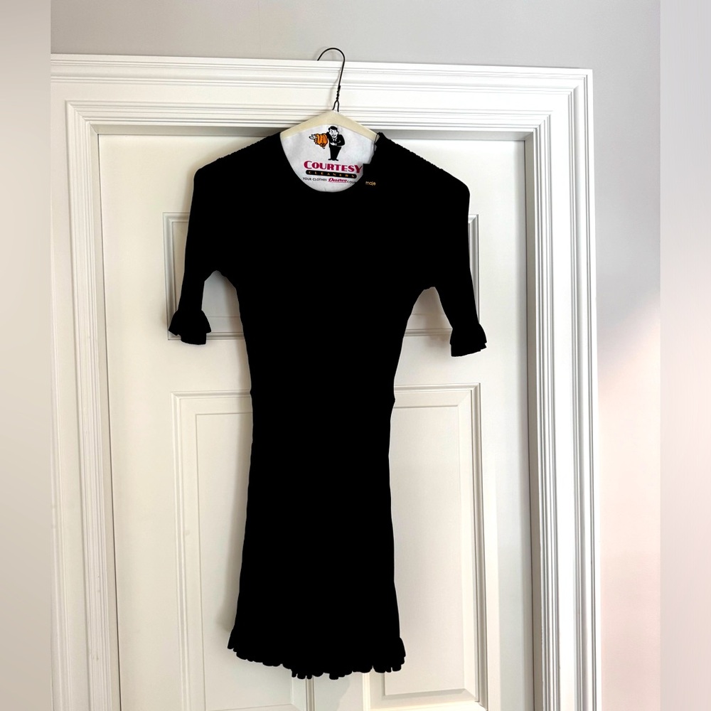NWT Maje Black Ribbed Knit Mini Dress